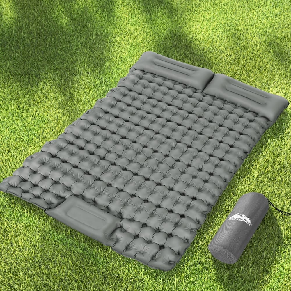 Weisshorn Outdoor Recreation > Camping > Inflatable Mattresses Weisshorn Self Inflating Mattress Camping Sleeping Mat Air Bed Double Pillow Bag