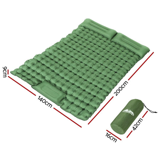Weisshorn Outdoor Recreation > Camping > Inflatable Mattresses Weisshorn Self Inflating Mattress Camping Sleeping Mat Air Bed Pad Double Pillow