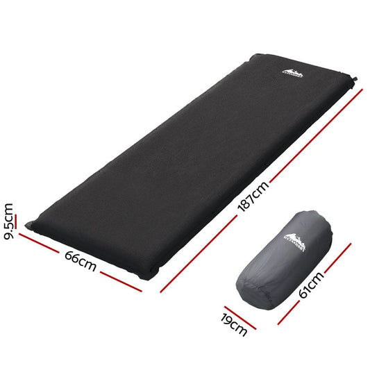 Weisshorn Outdoor Recreation > Camping > Inflatable Mattresses Weisshorn Self Inflating Mattress Camping Sleeping Mat Air Bed Pad Single Black