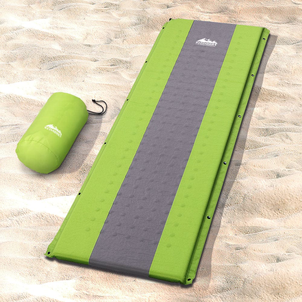 Weisshorn Outdoor Recreation > Camping > Inflatable Mattresses Weisshorn Self Inflating Mattress Camping Sleeping Mat Air Bed Pad Single Green