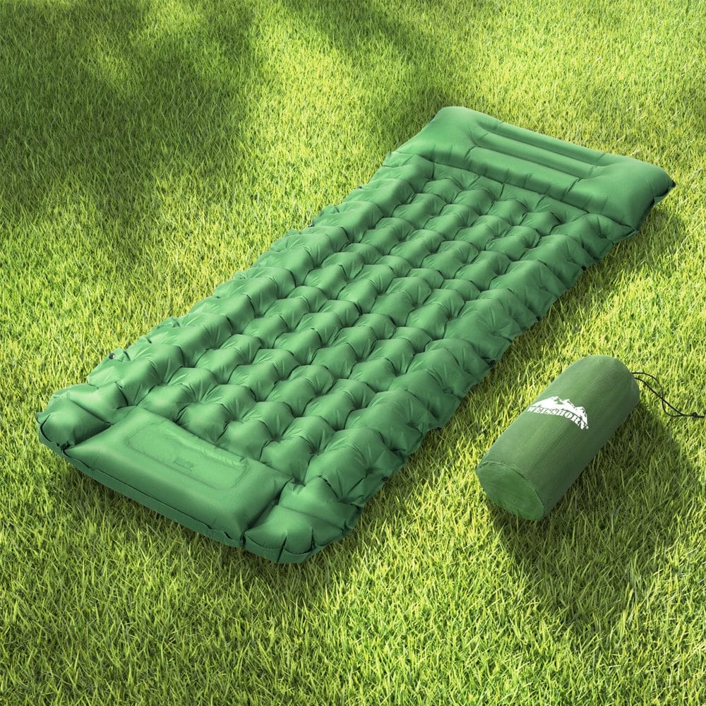 Weisshorn Outdoor Recreation > Camping > Inflatable Mattresses Weisshorn Self Inflating Mattress Camping Sleeping Mat Air Bed Pad Single Pillow