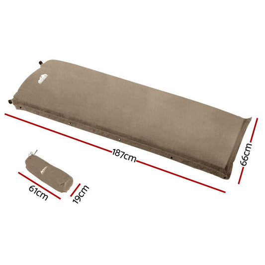 Weisshorn Outdoor Recreation > Camping > Inflatable Mattresses Weisshorn Self Inflating Mattress Camping Sleeping Mat Air Bed Single Coffee