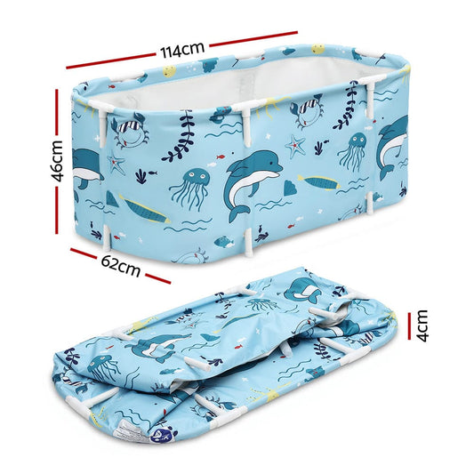 Weisshorn Outdoor Recreation > Camping > Portable Toilets & Showers Weisshorn Foldable Bathtub PVC Spa Bucket Inflatable Cushion 114x62cm Blue