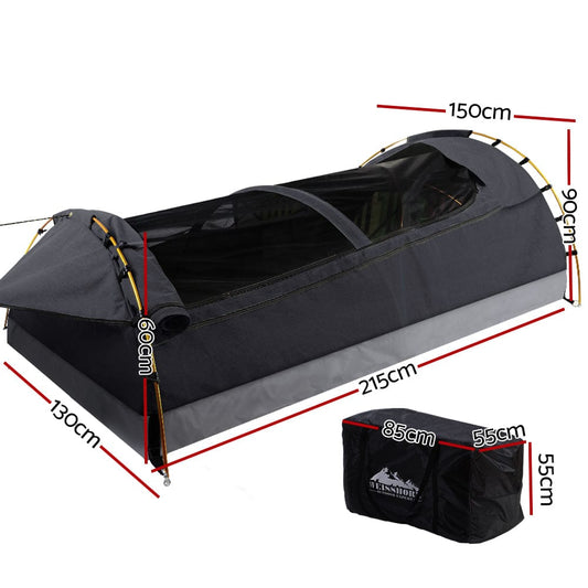 Weisshorn Outdoor Recreation > Camping > Tents Weisshorn Double Swag Camping Swags Deluxe Canvas Tent Dark Grey