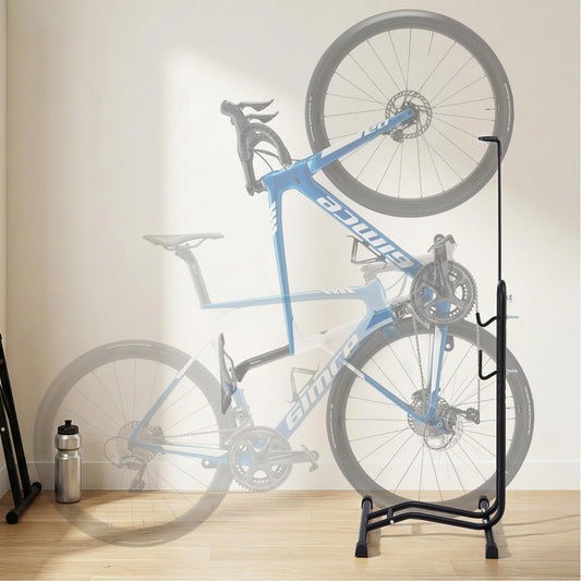 Weisshorn Sports & Fitness > Bikes & Accessories > Bicycle Stands & Storage Weisshorn 4-in-1 Bike Parking Stand Vertical Floor Storage Rack for 24"-27.5" Bicycles, Adjustable Height Repair Maintenance Stand, Stable Indoor Garage Space Saver with Non-slip Rubber Feet