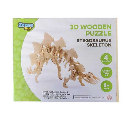 Zozee Toys Toys Stegosaurus 3D Wooden Puzzles DIY Assembly Crafts Education Kids Toy Skeleton Dinosaur Hobby