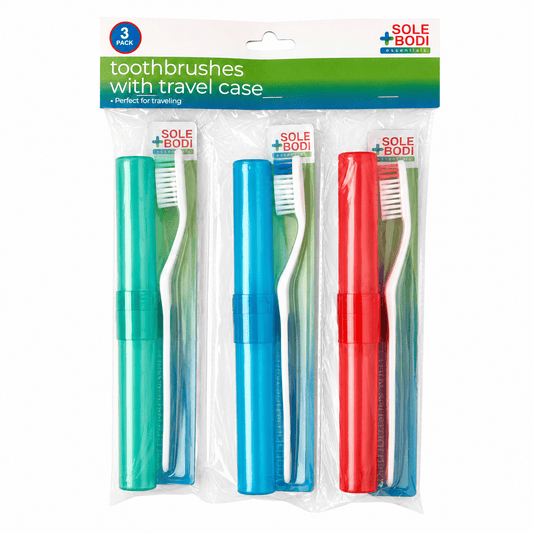 3 Pack Travel Toothbrush Set with Case Compact Portable Camping Oral Care