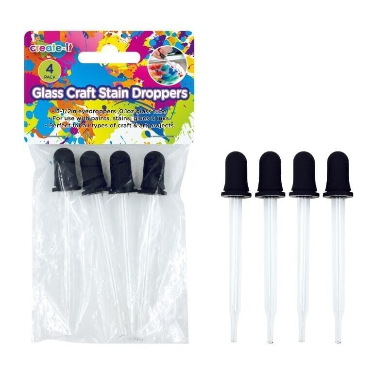 Create-it 4 Empty Glass Dropper Stain Squeezable Drop Tube Liquid Container 0.1oz