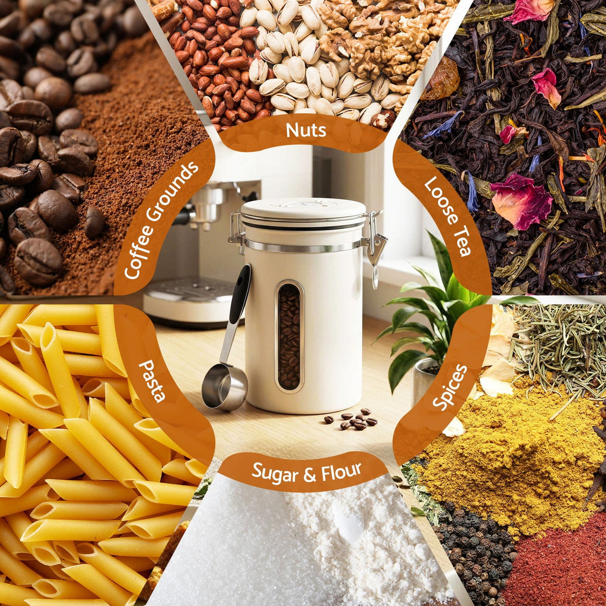 5-Star Chef Appliances > Kitchen Appliances > Coffee Machines & Accessories 5-Star Chef 1.8L Stainless Steel Coffee Bean Storage Container Coffee Canister