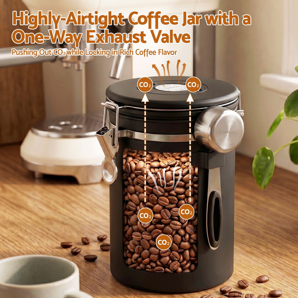 5-Star Chef Appliances > Kitchen Appliances > Coffee Machines & Accessories 5-Star Chef 1.8L Stainless Steel Coffee Bean Storage Container Coffee Canister