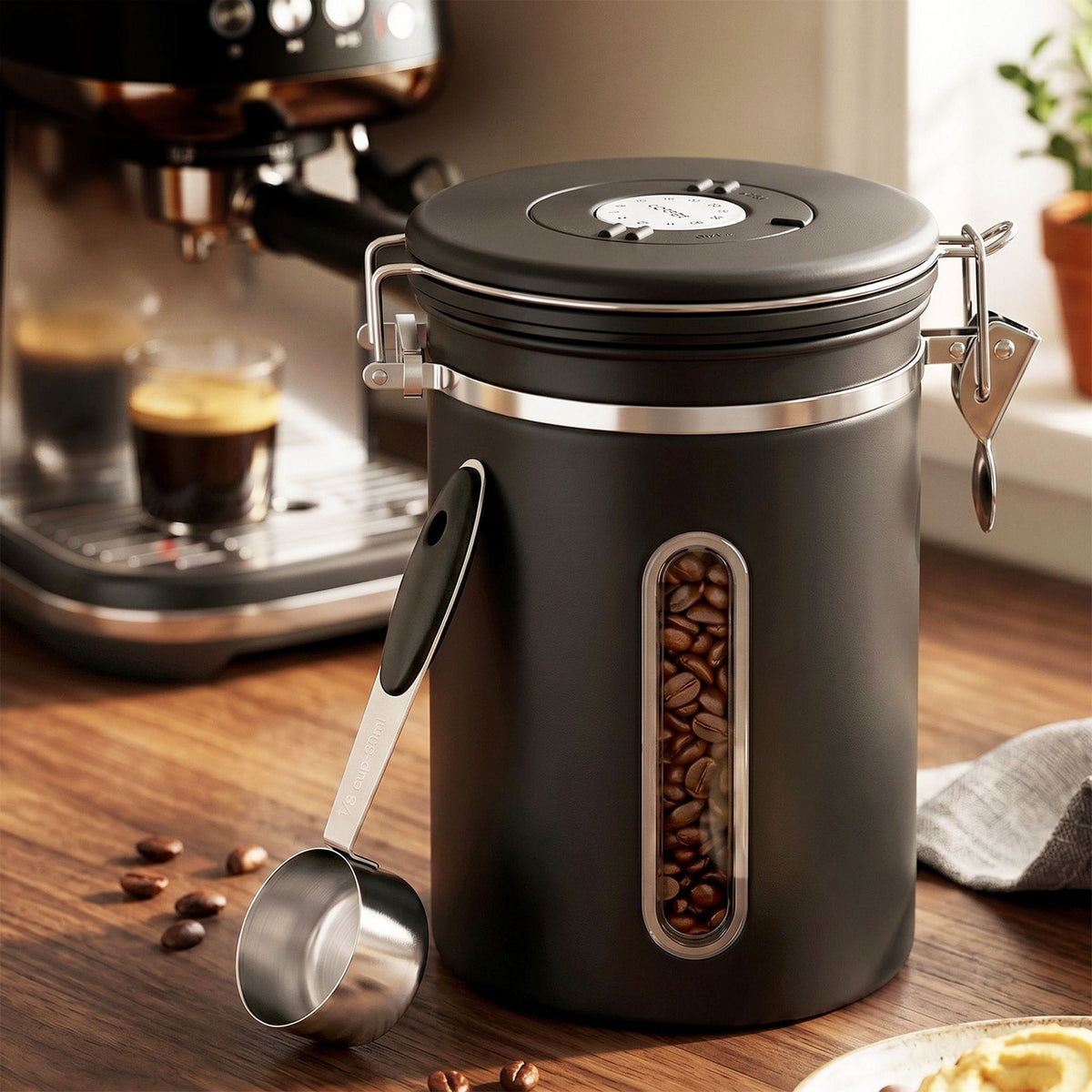 5-Star Chef Appliances > Kitchen Appliances > Coffee Machines & Accessories 5-Star Chef 1.8L Stainless Steel Coffee Bean Storage Container Coffee Canister
