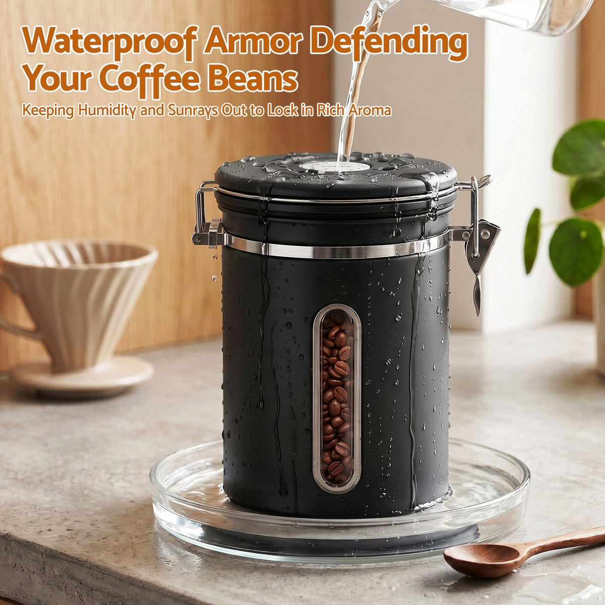 5-Star Chef Appliances > Kitchen Appliances > Coffee Machines & Accessories 5-Star Chef 1.8L Stainless Steel Coffee Bean Storage Container Coffee Canister