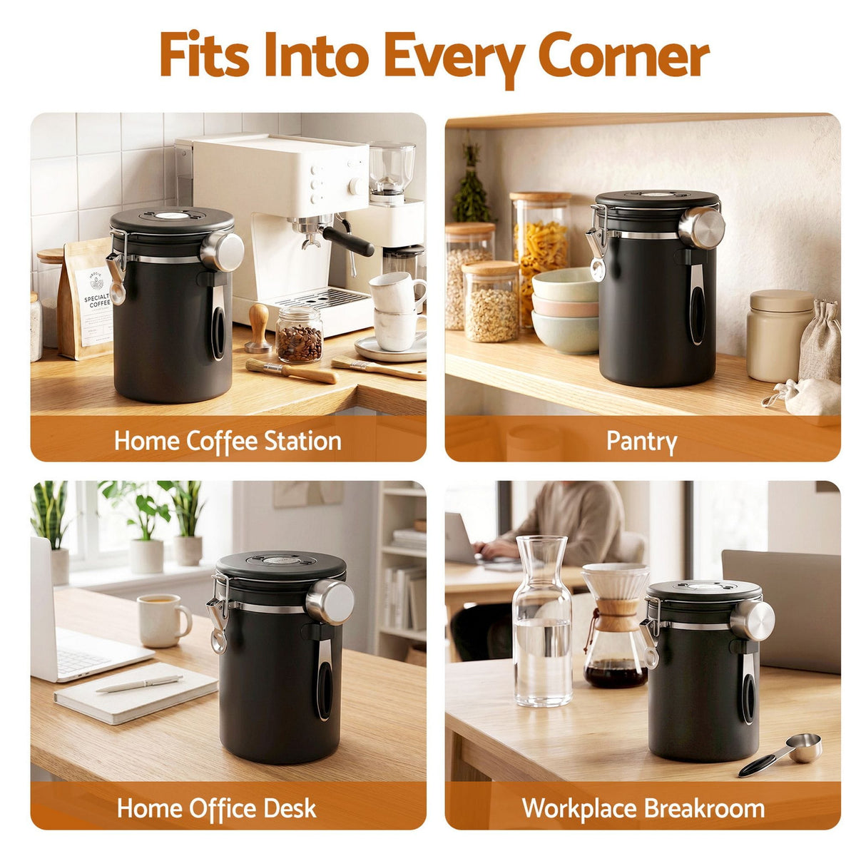 5-Star Chef Appliances > Kitchen Appliances > Coffee Machines & Accessories 5-Star Chef 1.8L Stainless Steel Coffee Bean Storage Container Coffee Canister
