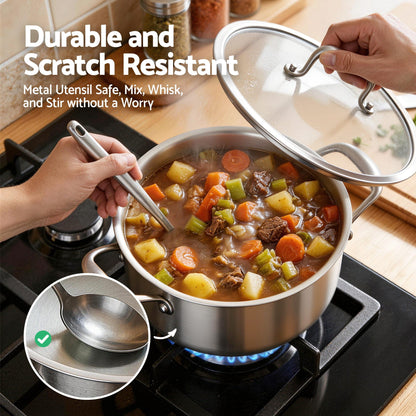 5-Star Chef Appliances > Kitchen Appliances > Kitchen Appliance Accessories 5-Star Chef 4.5L 24cm Stainless Steel Dutch Oven Pot with Lid and Stay-Cool Handle