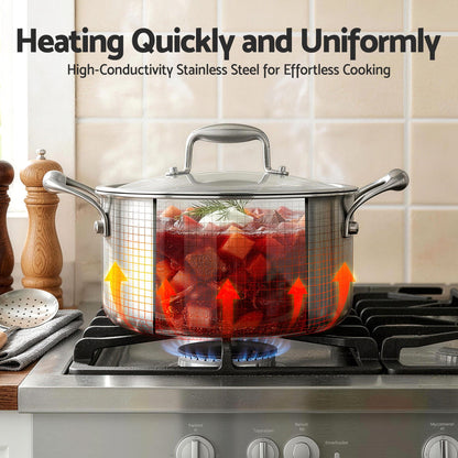5-Star Chef Appliances > Kitchen Appliances > Kitchen Appliance Accessories 5-Star Chef 4.5L 24cm Stainless Steel Dutch Oven Pot with Lid and Stay-Cool Handle