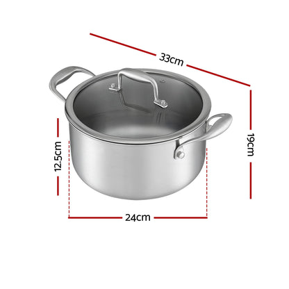 5-Star Chef Appliances > Kitchen Appliances > Kitchen Appliance Accessories 5-Star Chef 4.5L 24cm Stainless Steel Dutch Oven Pot with Lid and Stay-Cool Handle