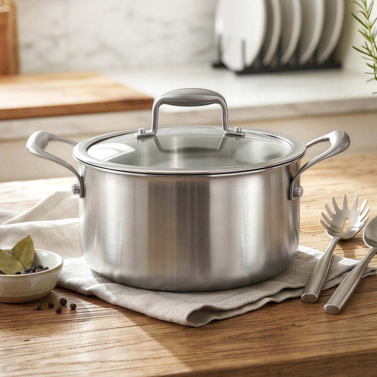 5-Star Chef Appliances > Kitchen Appliances > Kitchen Appliance Accessories 5-Star Chef 4.5L 24cm Stainless Steel Dutch Oven Pot with Lid and Stay-Cool Handle