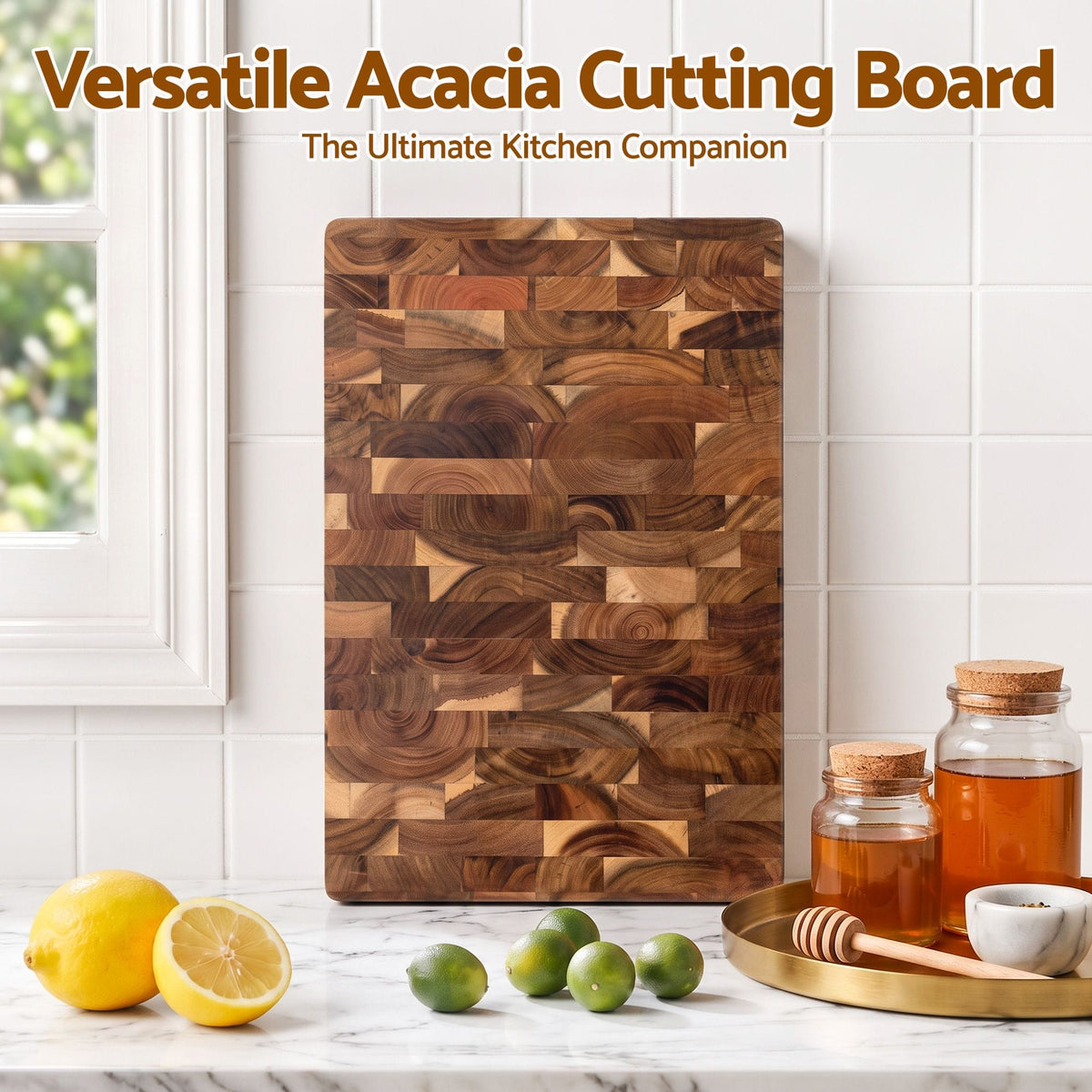 5-Star Chef Home & Garden > Kitchenware > Bakeware & Accessories 5-Star Chef Acacia Wooden Cutting Board End Grain Chopping Board