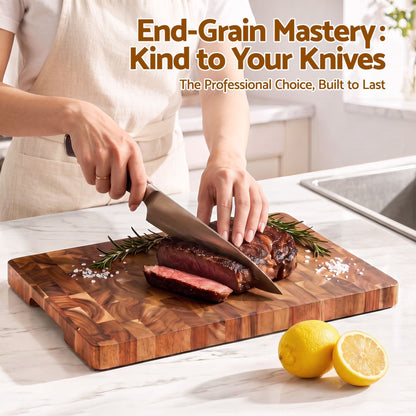 5-Star Chef Home & Garden > Kitchenware > Bakeware & Accessories 5-Star Chef Acacia Wooden Cutting Board End Grain Chopping Board