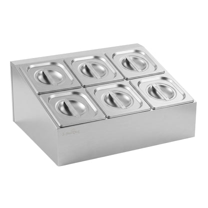5-Star Chef Home & Garden > Kitchenware > Food Storage 5-Star Chef 6 Pan Food Serving Display Container Stainless Steel Food Container Lids