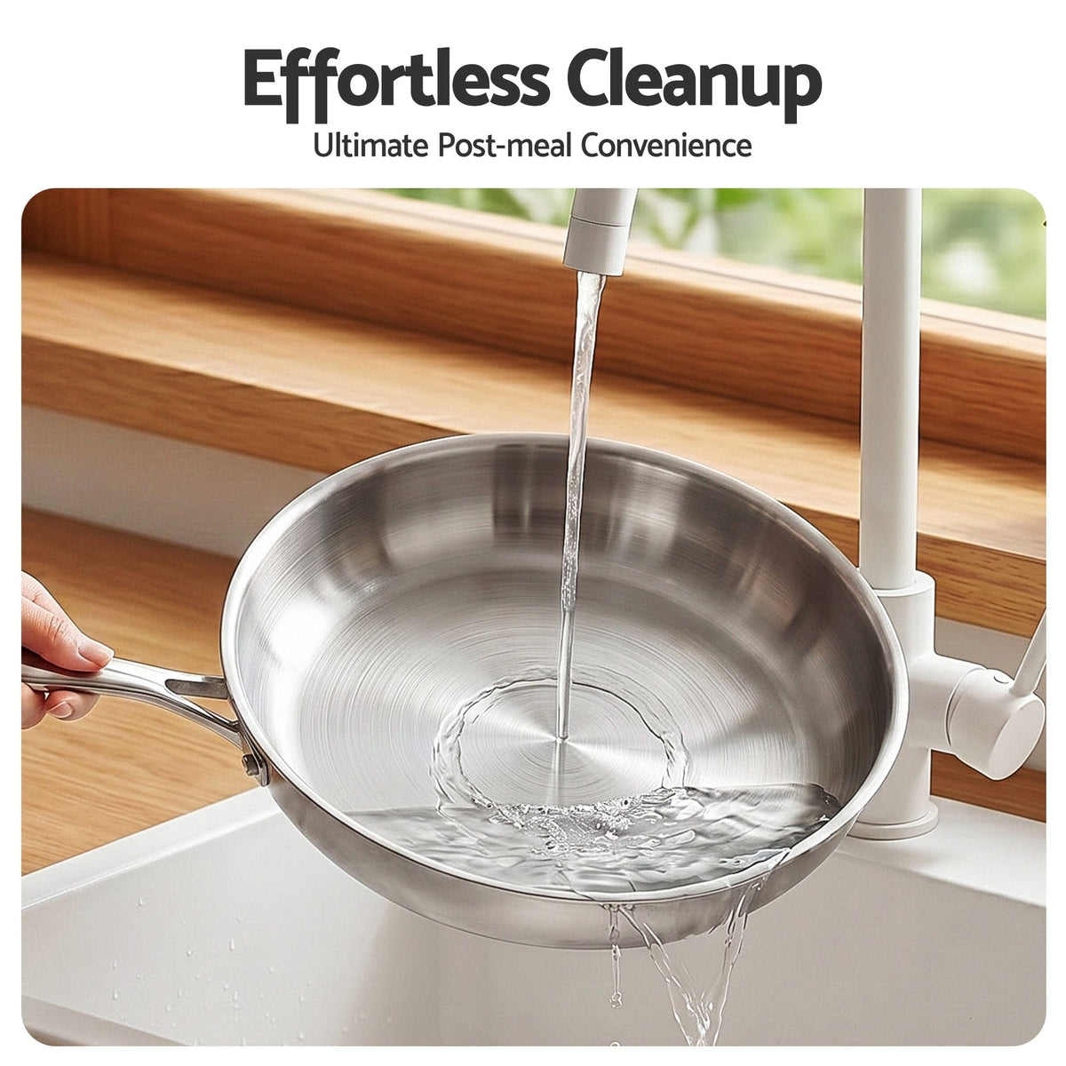 5-Star Chef Home & Garden > Kitchenware > Skillets & Frying Pans 5-Star Chef 30cm Stainless Steel Frying Pan Uncoated Frypan with Tri-Ply Body Silver