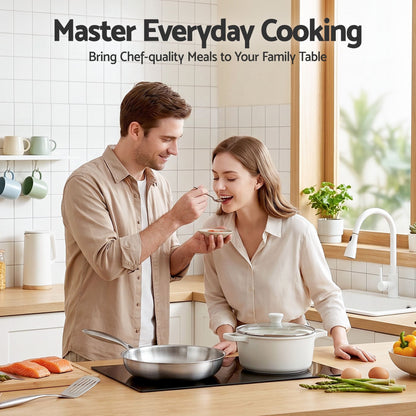 5-Star Chef Home & Garden > Kitchenware > Skillets & Frying Pans 5-Star Chef 30cm Stainless Steel Frying Pan Uncoated Frypan with Tri-Ply Body Silver