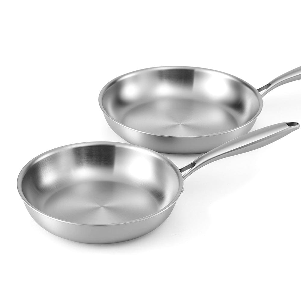 5-Star Chef Home & Garden > Kitchenware > Skillets & Frying Pans 5-star Chef Frying Pan Stainless Steel Uncoated Twin Frypan Set 25/30cm Silver