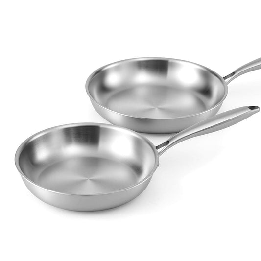 5-Star Chef Home & Garden > Kitchenware > Skillets & Frying Pans 5-star Chef Frying Pan Stainless Steel Uncoated Twin Frypan Set 25/30cm Silver