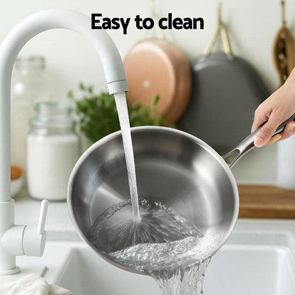 5-Star Chef Home & Garden > Kitchenware > Skillets & Frying Pans 5-star Chef Frying Pan Stainless Steel Uncoated Twin Frypan Set 25/30cm Silver