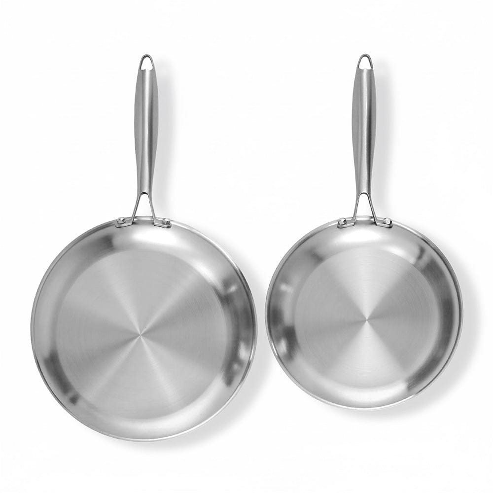 5-Star Chef Home & Garden > Kitchenware > Skillets & Frying Pans 5-star Chef Frying Pan Stainless Steel Uncoated Twin Frypan Set 25/30cm Silver