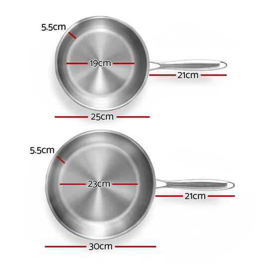 5-Star Chef Home & Garden > Kitchenware > Skillets & Frying Pans 5-star Chef Frying Pan Stainless Steel Uncoated Twin Frypan Set 25/30cm Silver