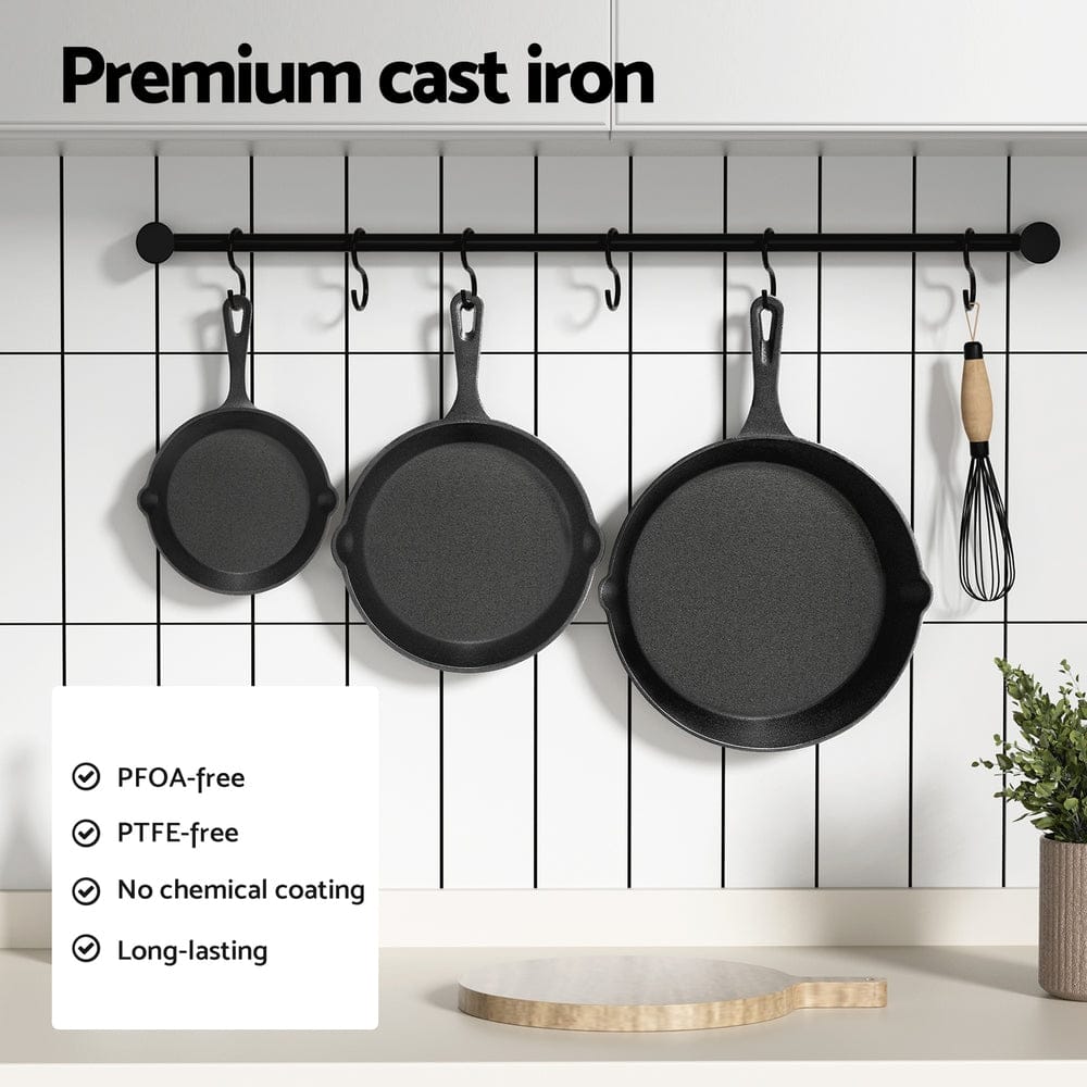 5-Star Chef Home & Garden > Kitchenware > Skillets & Frying Pans 5-star chef Non Stick Frying Pan Cast Iron 3PCS