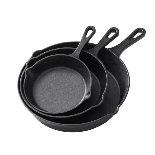 5-Star Chef Home & Garden > Kitchenware > Skillets & Frying Pans 5-star chef Non Stick Frying Pan Cast Iron 3PCS