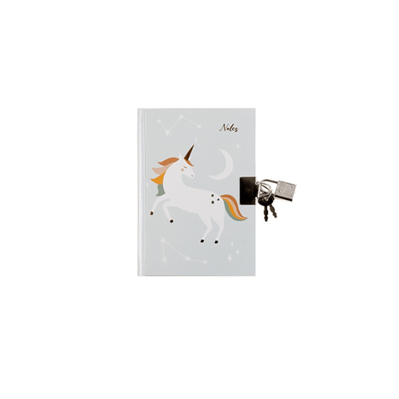 A6 Notebook Hard Cover Printed with lock 4 Assorted Kids Design Diaries Unicorn