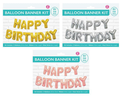 3D Happy Birthday Letters Balloons Kit Inflating Foil Banner Bunting Celebrate