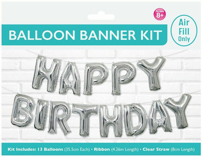 3D Happy Birthday Letters Balloons Kit Inflating Foil Banner Bunting Celebrate