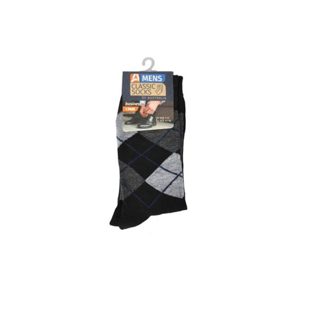 1 Pair Premium Black Men's Classic Business Pattern Dress work Socks 7-11