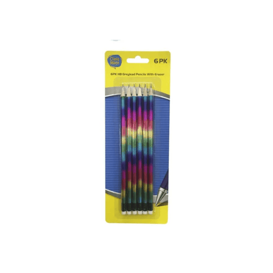 HB Lead Pencils with Eraser Wood Round Grip Pencil School Pre-sharpened 6Pcs