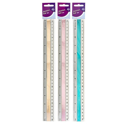 30cm Aluminium Ruler Silver School 12Inch Stationery Office Colorful