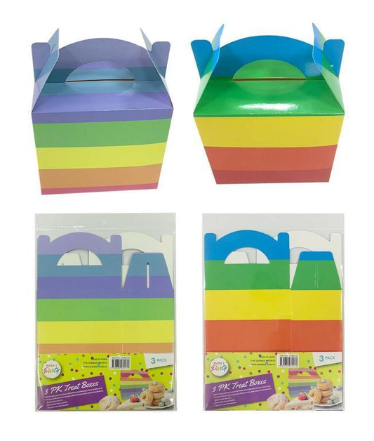 Made 2 Party Rainbow Treat Box Dessert Container Party Gift Candy Favor Loot Boxes 15x15x9cm