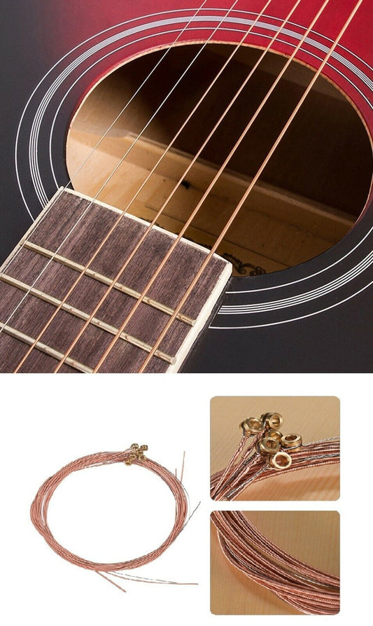 Set of 6 Copper Color Acoustic Guitar Strings Universal Light