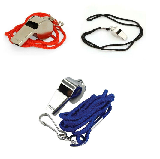 Whistle Sports Referee Emergency Survival Metal Lanyard Match P.E Soccer Outdoor
