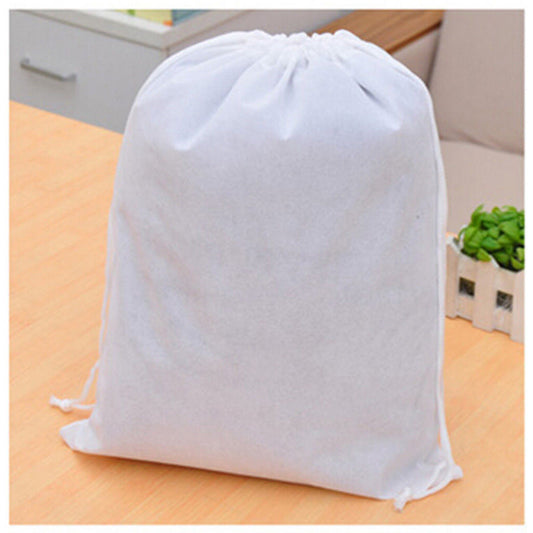 White Portable Shoe Bag Travel Sport Storage Pouch Drawstring Dust Bag Non-woven