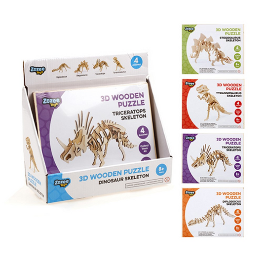 3D Wooden Puzzles DIY Assembly Crafts Education Kids Toy Skeleton Dinosaur Hobby