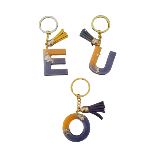 Colorful Resin Key Ring Letter Pendant Keychain Handbag Accessories Tassel D9