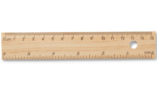 Wooden Wood Ruler Metric 15cm 150mm 16" Unpolished