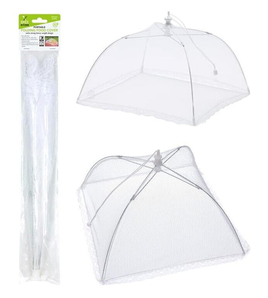 Food Cover 40.6x28cm Mesh Food BBQ Umbrella Foldable Lace Net Insect Fly outdoor