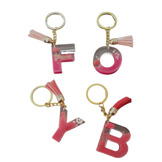 Colorful Resin Key Ring Letter Pendant Keychain Handbag Accessories Tassel D8