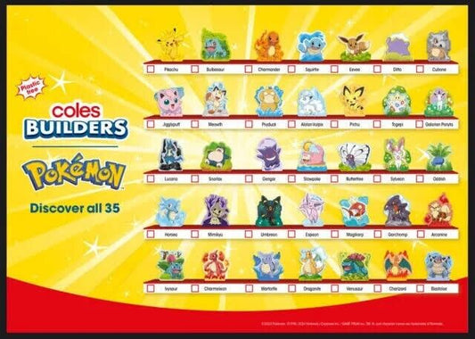 Coles Pokemon Builders Figures Collect Collection Card 2024 Edition