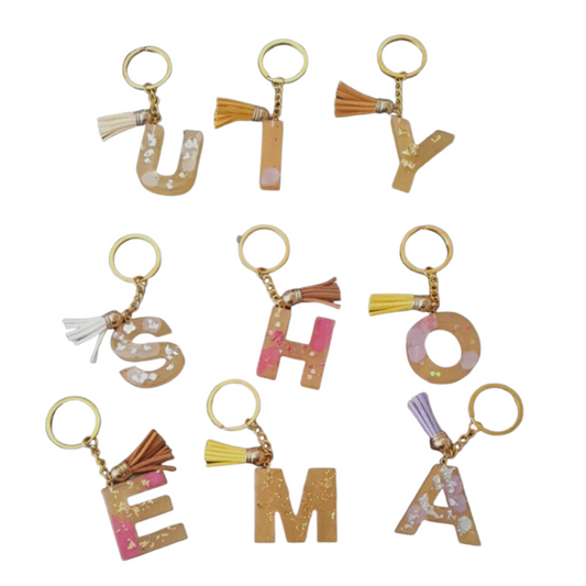 Colorful Resin Key Ring Letter Pendant Keychain Handbag Accessories Tassel D7